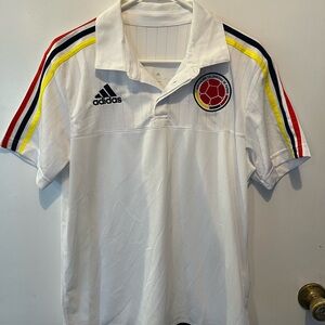 Adidas White Jersey with Red and Yellow Emblem